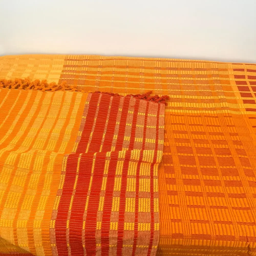Fabindia mustard red handcrafted coverlet